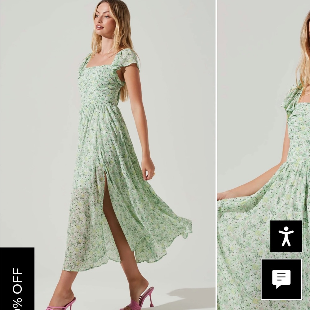 NWT Astr the Label LUISA FLORAL FLUTTER SLEEVE MIDI DRESS